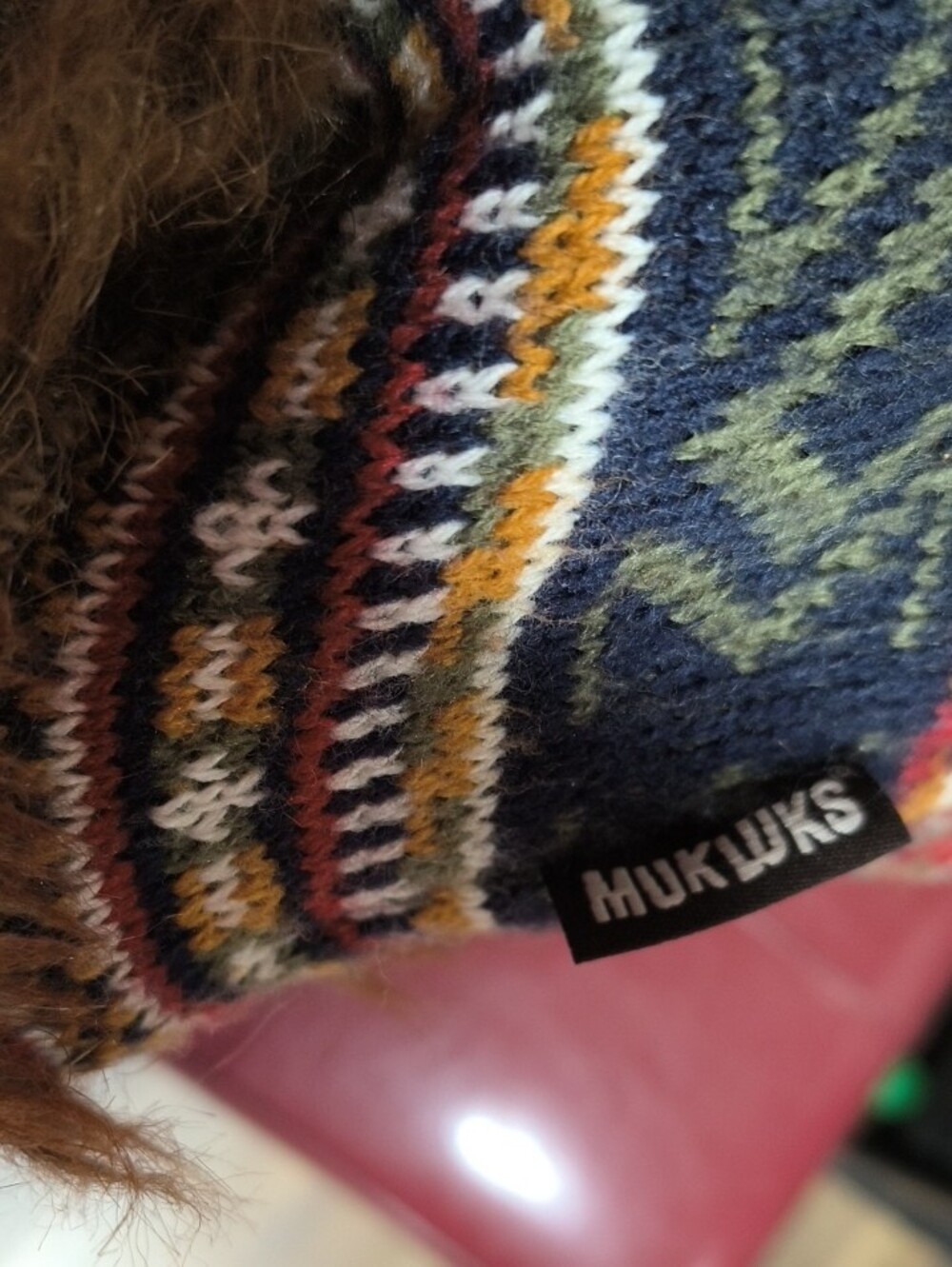 Muk Luks Knit Cuff Boot with Multicolor Fair Isle Pattern - Picture 3 of 6